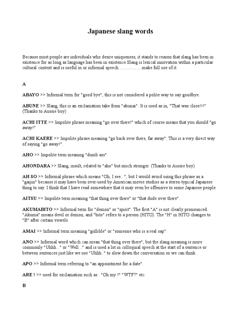 Japanese Slang Words Lexicology Language Mechanics