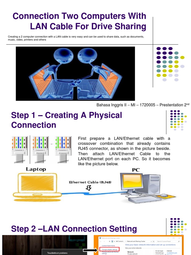 Connection Two Computers With LAN Cable For Drive Sharing Bahasa