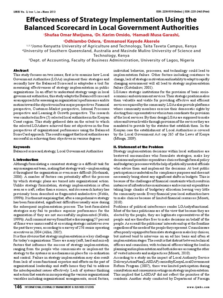 Effectiveness of Strategy Implementation Shufaa | PDF | Strategic ...