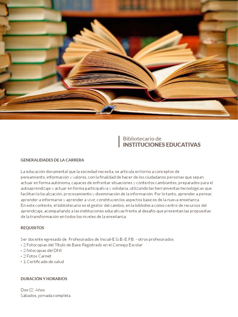 Bibliotecario de Instituciones Educativas | PDF | bibliotecario | La ...