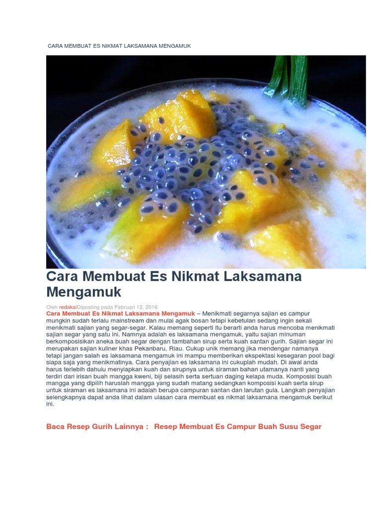 Resep Es Laksamana Mengamuk Segar | PDF