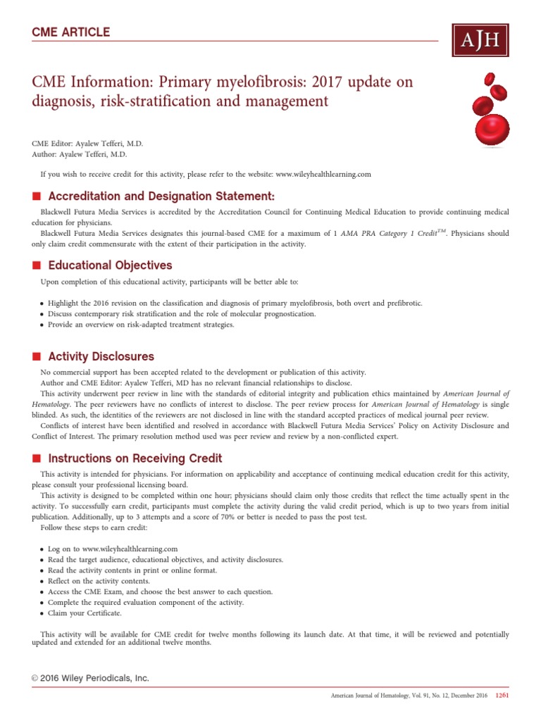 2017 Update on Primary Myelofibrosis | PDF | Medicine | Medical Specialties