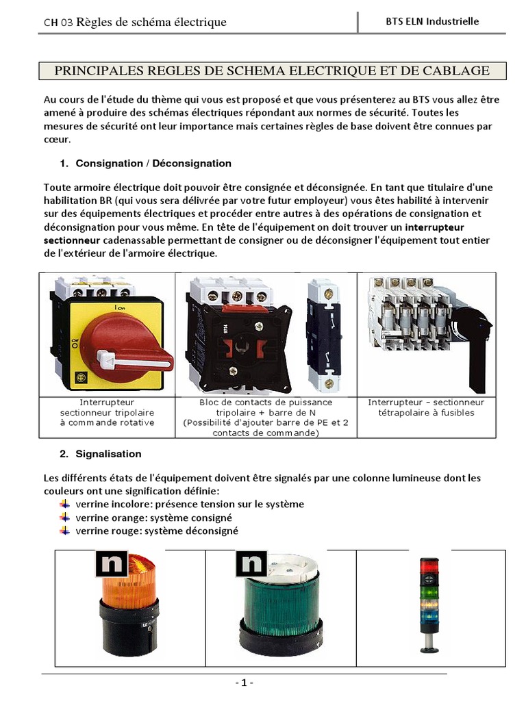 Cours Câblage Armoire électrique Industriel Pdf CH 02 Règles de Schéma Électrique | PDF | Électricité | Électrotechnique