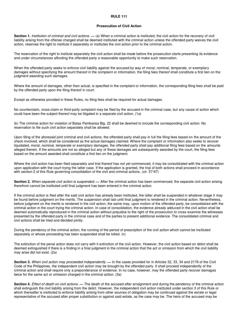 Rule 111 PDF | PDF | Prejudice (Legal Term) | Lawsuit
