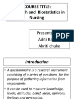 Course Title: Research and Biostatistics in Nursing: Presented By: Aditi Basnet Akriti Chuke