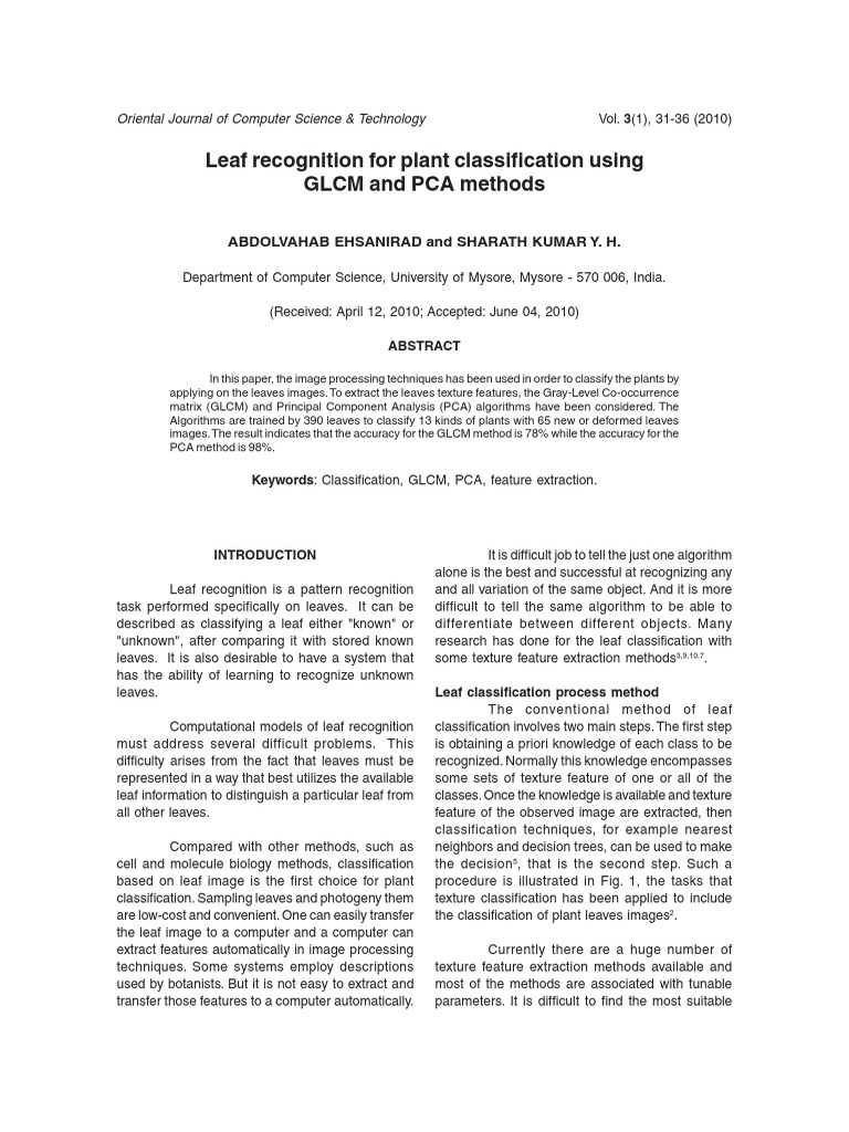 1 - Leaf Recognition For Plant Classification Using | PDF | Principal ...