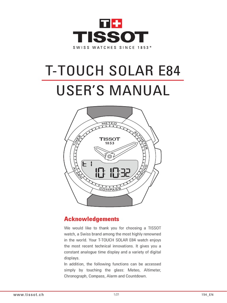 tissot t touch instructions