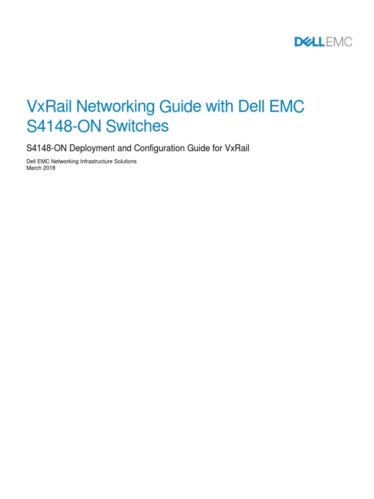 VxRail Networking Guide With Dell EMC S4148On Switches PDF Ip Address Network Switch