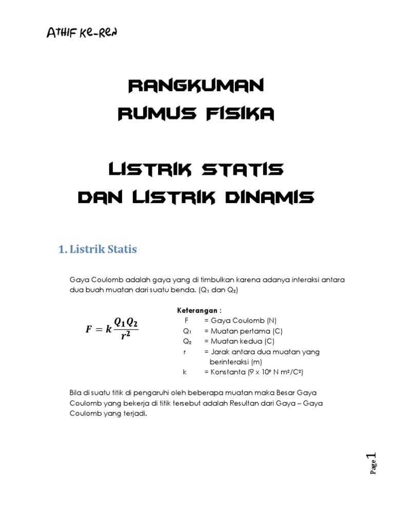 fisika listrik statis dan listrik dinamis pdf fisika listrik statis dan listrik dinamis pdf