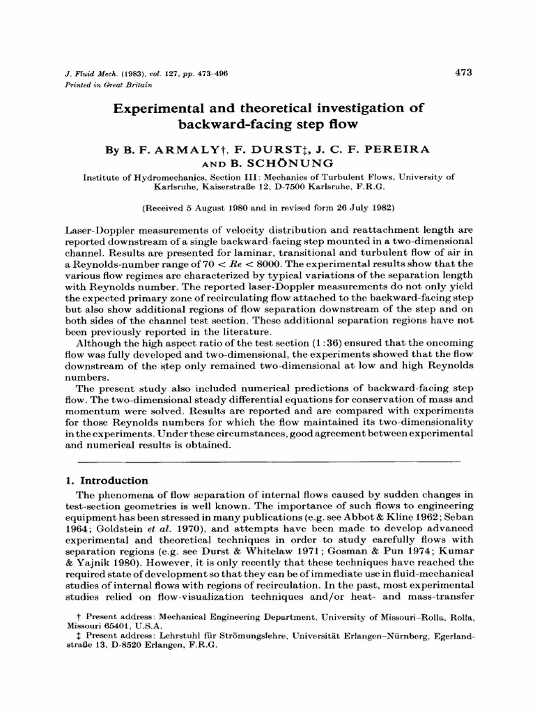 Armaly 1983 | PDF | Reynolds Number | Laminar Flow