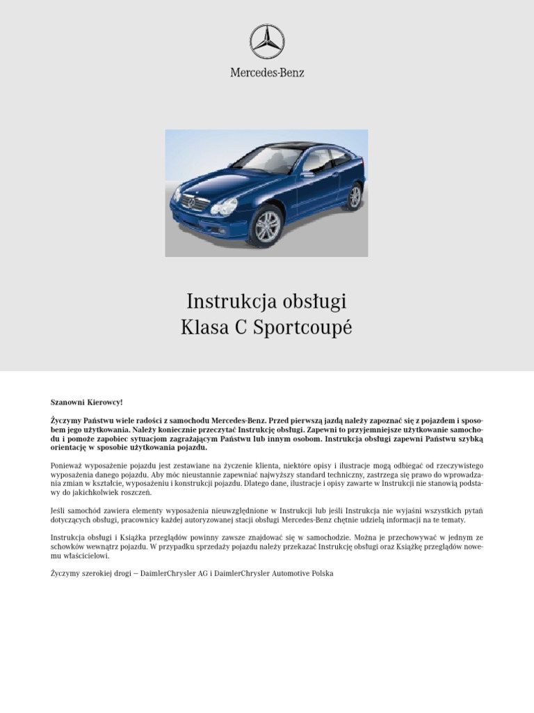 Instrukcja Obsługi Mercedes B 180 Cdi