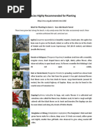 Species Highly Recommended for Planting