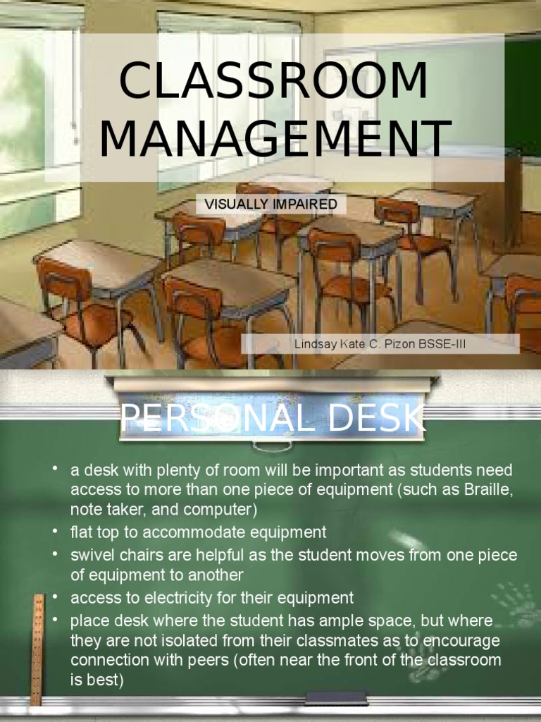 Classroom Management For Visually Impaired PDF Classroom Visual