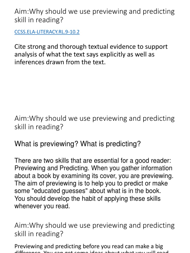 Importance of Previewing in Reading | PDF | Communication | Cognitive ...