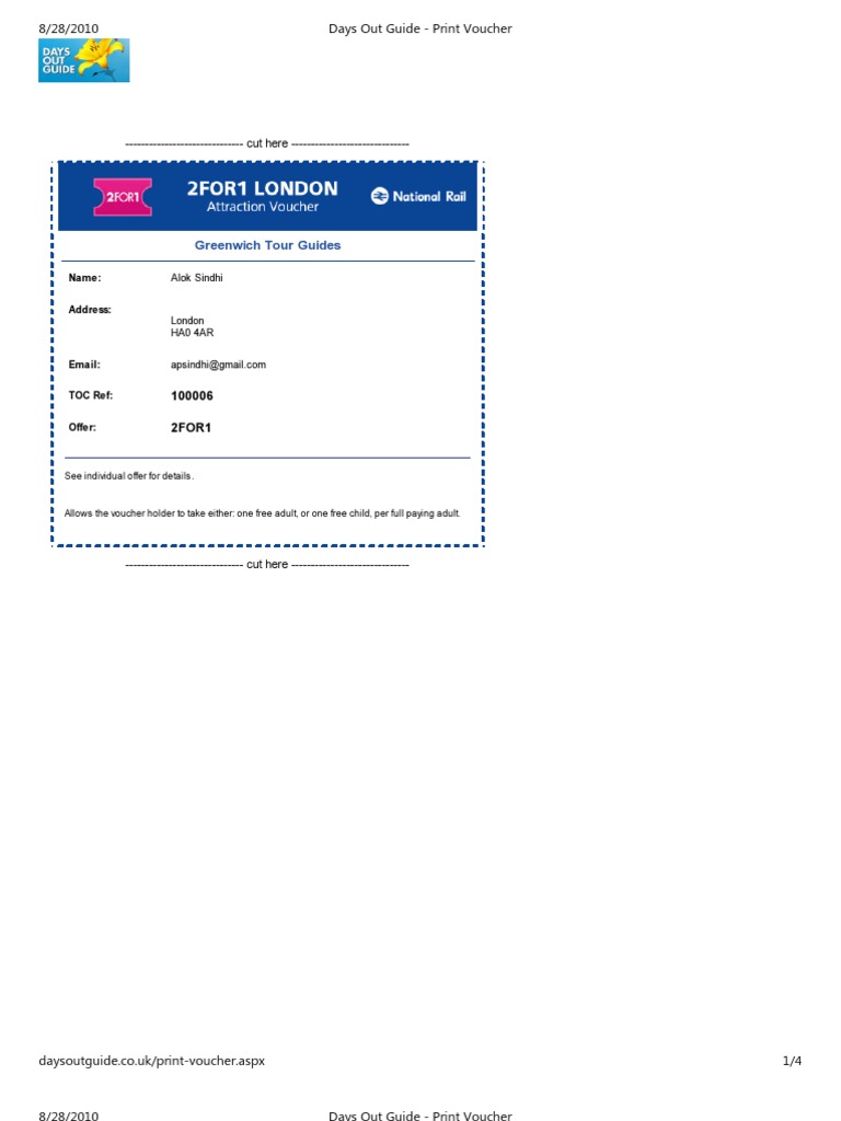 Days Out Guide - Print Voucher | PDF | Business