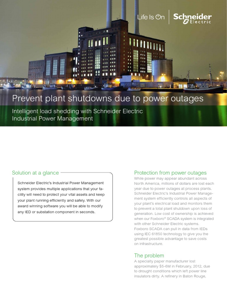 Prevent Plant Shutdowns Due To Power Outages | PDF | Scada | Electrical ...