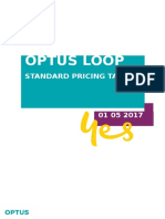Optus Loop: Standard Pricing Table