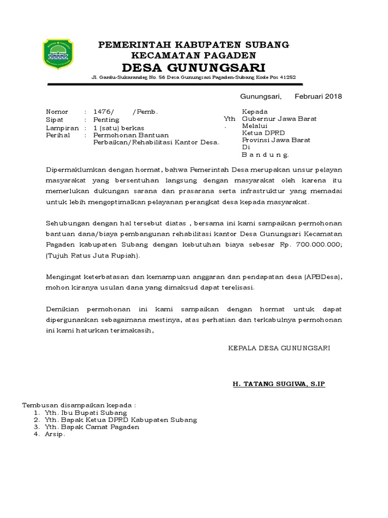 315534624 Proposal Pembangunan Kantor Desa Docx Docx