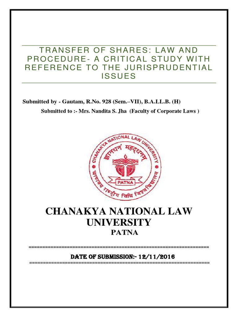 Share Transfer Law: A Critical Study | PDF | Equity (Finance) | Ownership