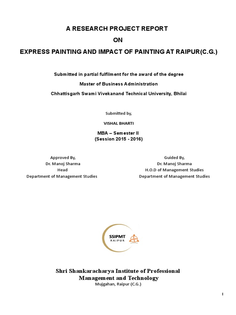 Express Painting Impact Study in Raipur | PDF | Sampling (Statistics ...