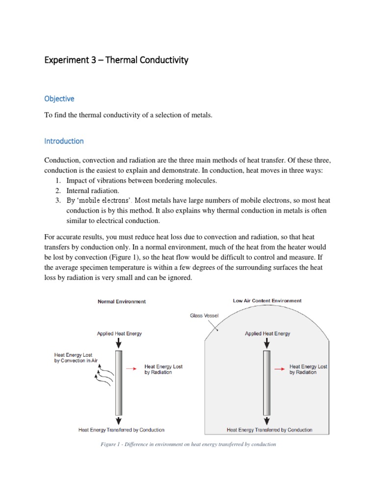 Thermal Conductivity Measurement Experiment | PDF | Thermal Conduction ...