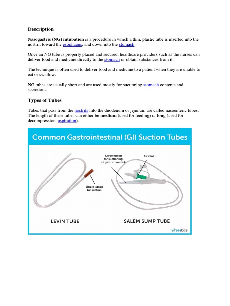 Ng Tube Medical Specialties Medicine