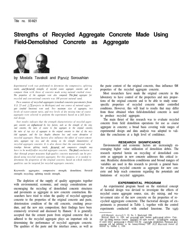 4 Strengths of Recycled Aggregate Concrete Made Using Field-Demolished ...