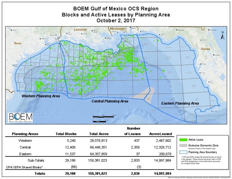 Gulf of Mexico Region Lease Map Gulf Of Mexico Windstorms