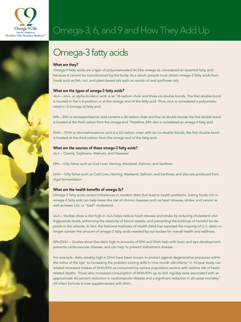 Omega-3 6 and 9 Fats PDF | PDF | Omega 3 Fatty Acid | Cooking Oil