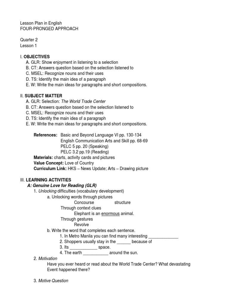 English Lesson Plan: World Trade Center | PDF | Food Web | Verb