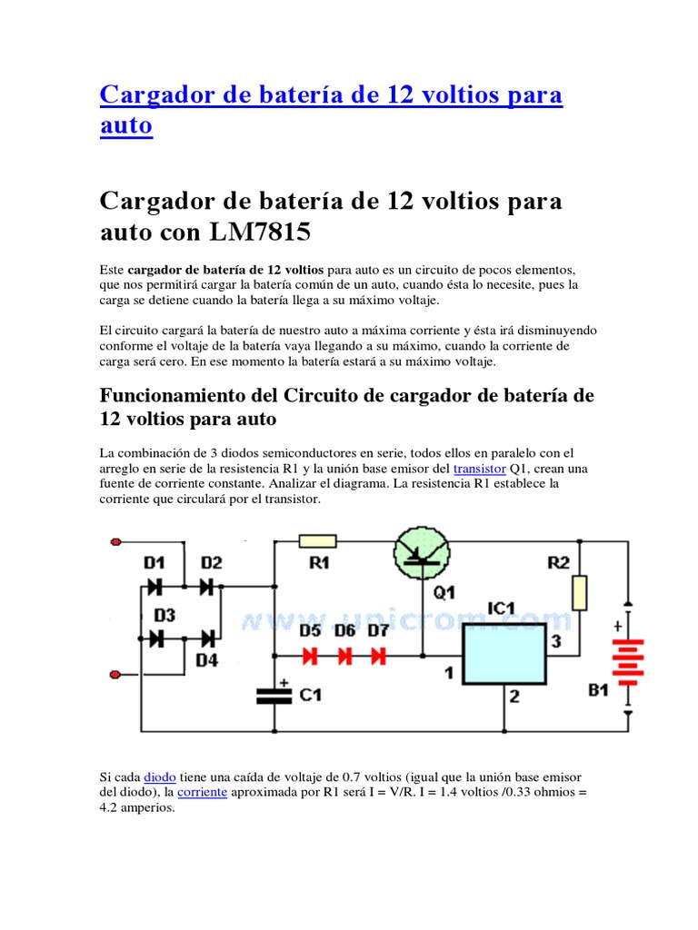 Cargador de batería con desconexión automática - Electrónica Unicrom