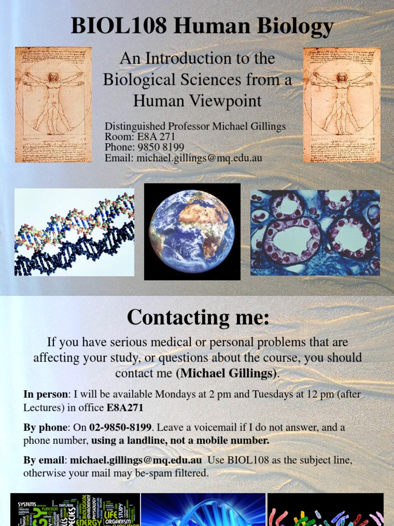 BIOL108: Human Biology Overview | PDF | Human | Lecture