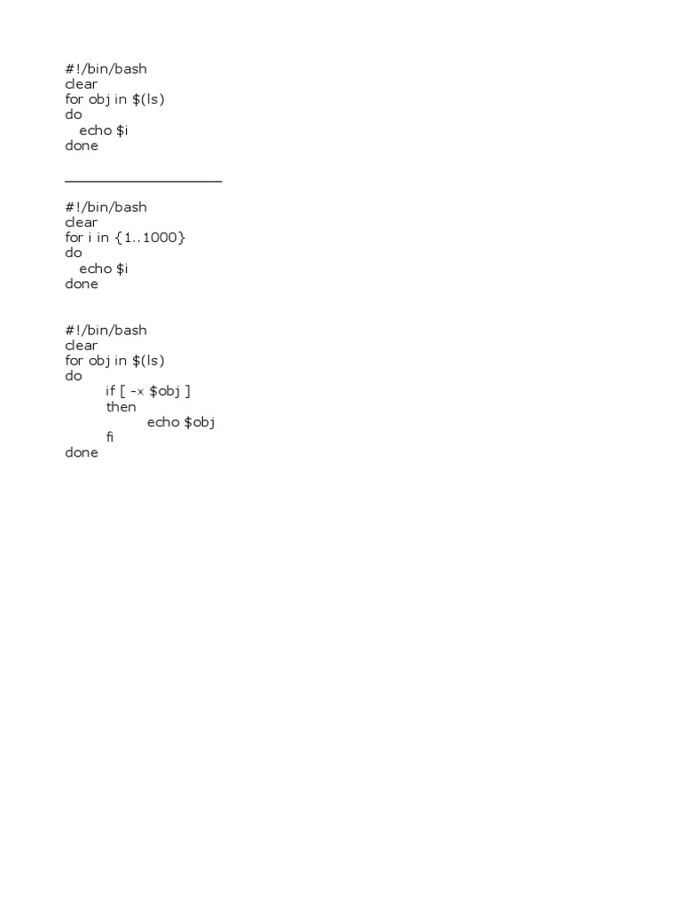 Bash Scripts for Looping and Listing | PDF