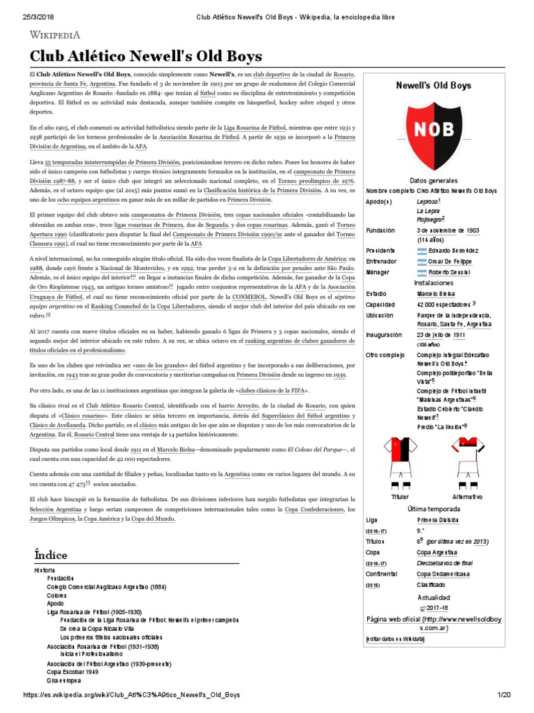 Club Atlético Newell's Old Boys | PDF | Asociación de Futbol ...