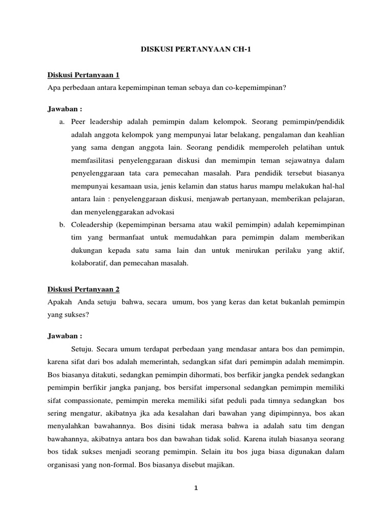 Pertanyaan Kepemimpinan