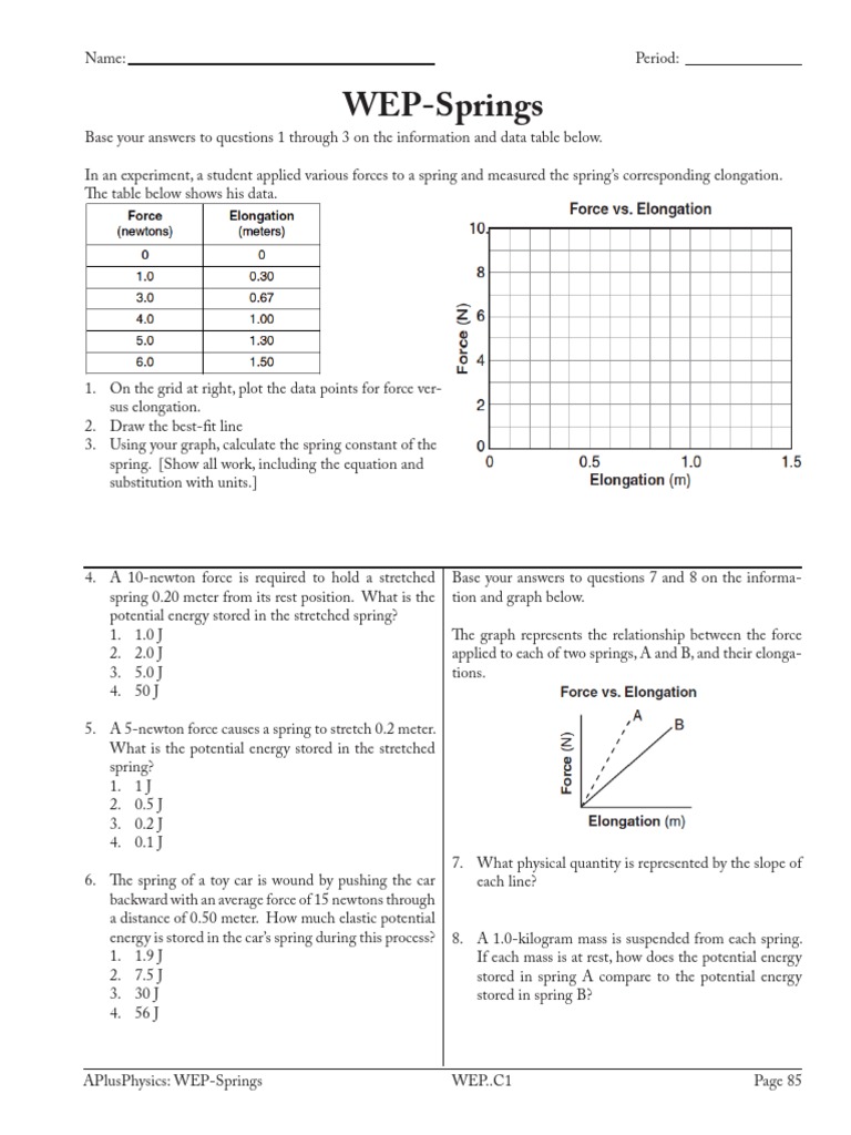 17 WEP Springs PDF Potential Energy Force