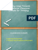 Creating Ways Towards A Conducive Classroom Climate For Thinking
