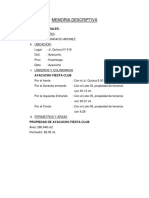 Memoria Descriptiva para Plan de Contingencia de Defensa Civil