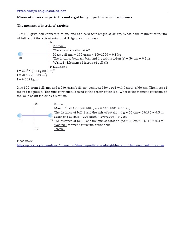 Moment of Inertia Problems and Solutions