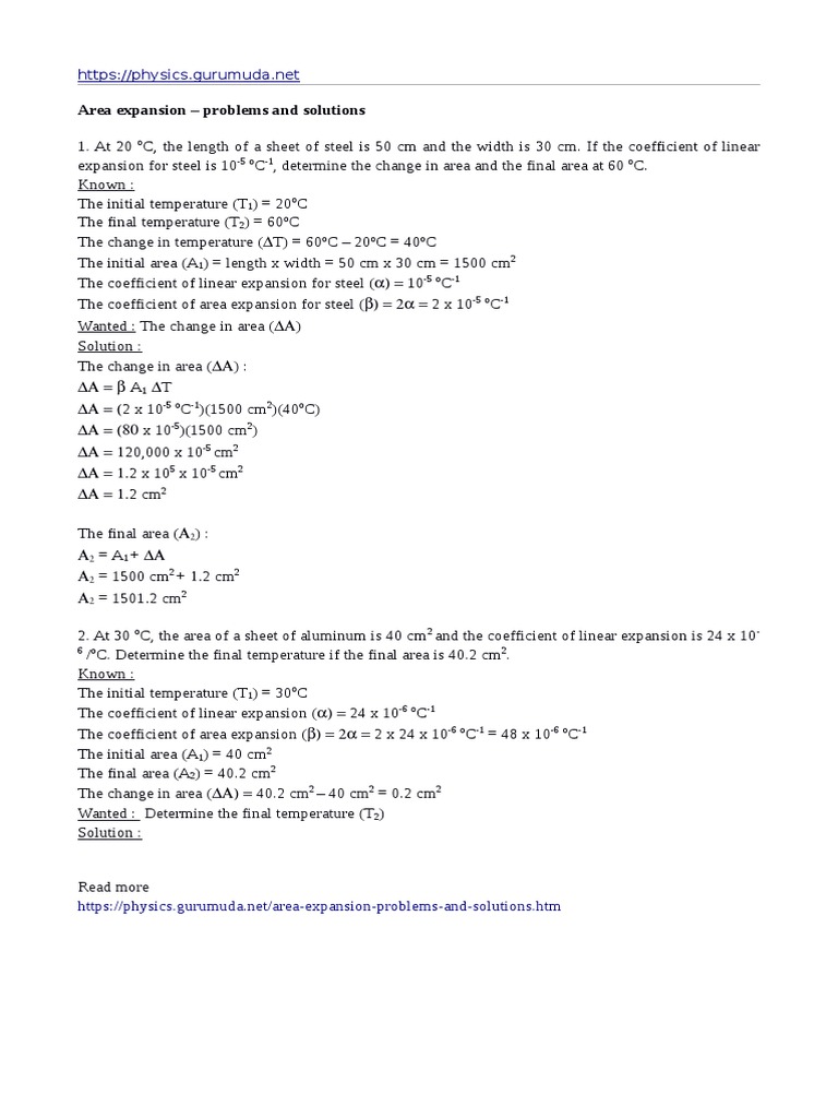 Area Expansion Problems and Solutions PDF Teaching Mathematics Nature
