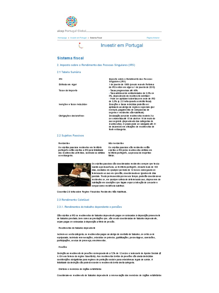 Imposto Sobre O Rendimento De Pessoas Singulares