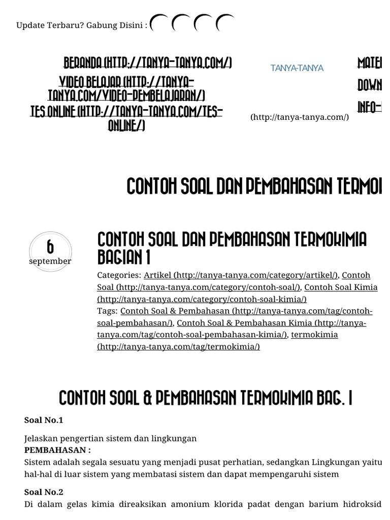 Yuk Mojok!: Contoh Soal Termokimia