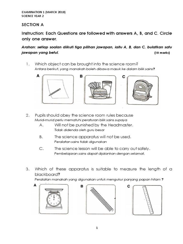 Ujian 1 SN THN 2 2018 DLP  PDF