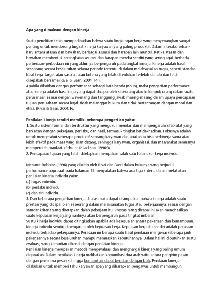 Apa yang dimaksud dengan kinerja docx Apa yang dimaksud dengan kinerja docx