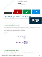 Fracciones, Decimales y Porcentajes