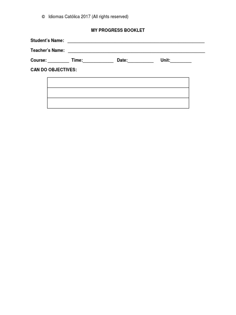 My Progress Booklet Template v.3 | PDF