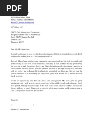 Resignation Letter