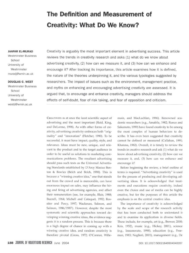 Measurement of Creativity | PDF | Science | Psychological Concepts