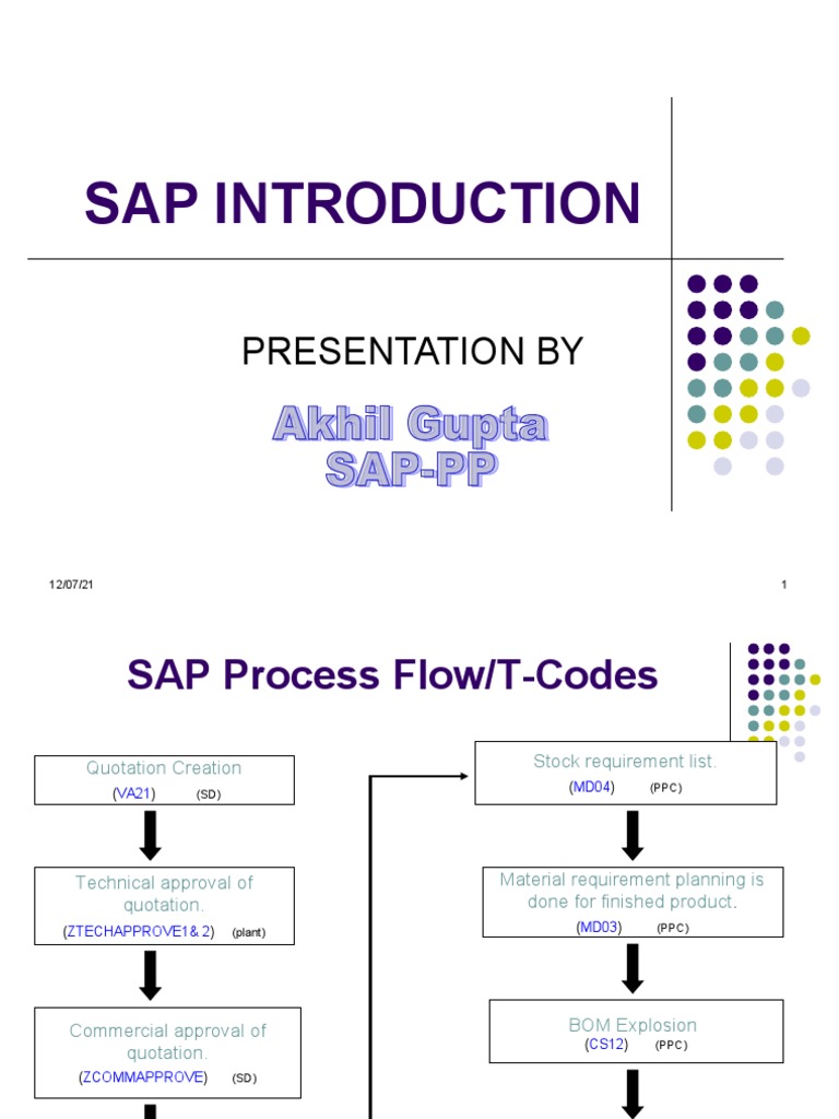 Sap Introduction: Presentation by | PDF