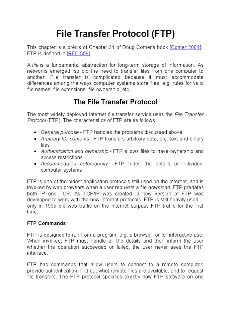 Overview of File Transfer Protocol (FTP) | PDF | File Transfer Protocol ...